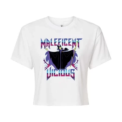 Женская укороченная футболка с рисунком Maleficent Vicious белого цвета