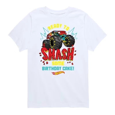 Белая футболка с коротким рукавом и рисунком Monster Trucks Ready To Smash Birthday Cake