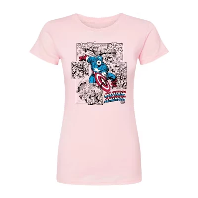 Женская футболка Marvel Captain America Jump, розовая