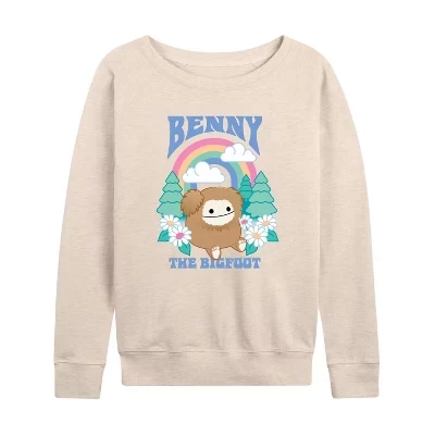 Женская футболка Benny The Bigfoot из легкого французского махрового материала с широким вырезом и длинным рукавом с рисунком.