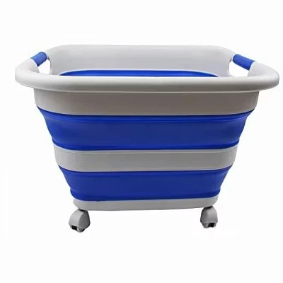 Корзина SAMMART для белья 39 л, на колесах, разноцветная
