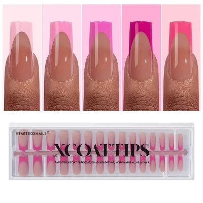 Накладные ногти BTArtboxnails XCOATTIP® - Коллекция розовых пастельных тонов -Квадратные ногти -150-каратный коричневый