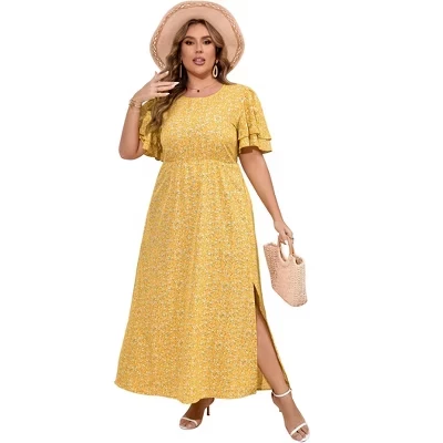 Женское платье Yesfashion макси, желтое