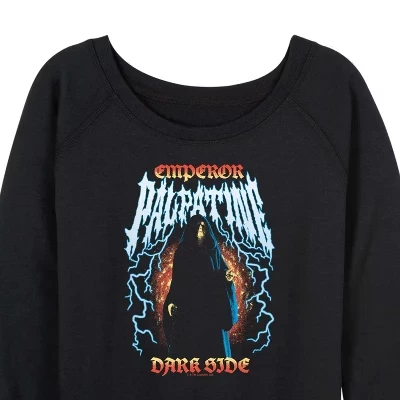 Женская - - Легкая махровая рубашка Palpatine Metal с широким вырезом и длинным рукавом, черная с графическим рисунком