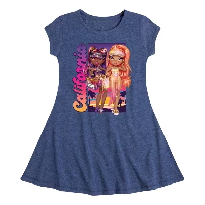 Графичное платье с коротким рукавом California Fit & Flair синего цвета