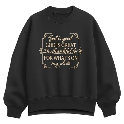 Женский свитшот Instant Message Thankful Plate, черный