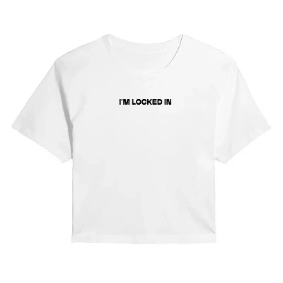 Женская укороченная футболка Instant Message «I'm Locked In», белая
