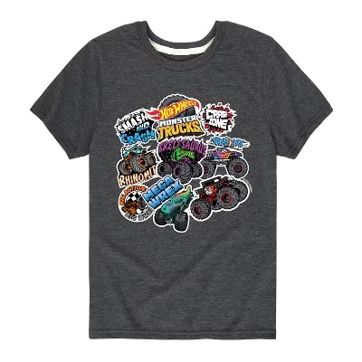 Наклейки Monster Truck на графическую футболку с коротким рукавом heather charcoal