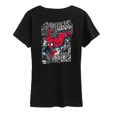 Women's -  - Spider-man Comic Panels Short Sleeve Graphic T-Shirt black