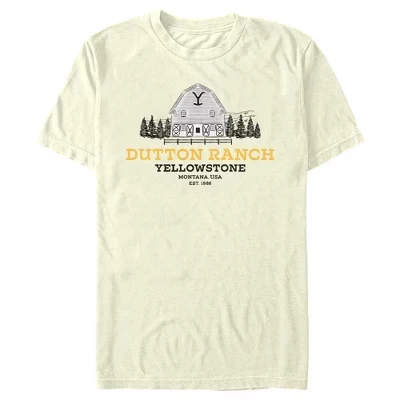 Мужская футболка Dutton Ranch Montana USA Est. 1886 бежевого цвета
