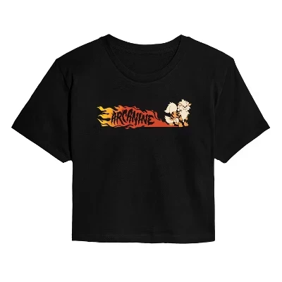 Женская укороченная футболка Pokemon Arcanine Fire, черная