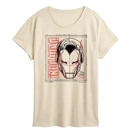Женская футболка Marvel Iron Man Sketch, бежевая