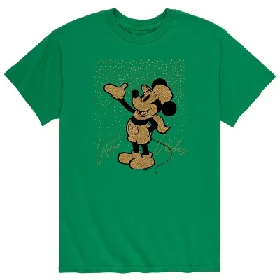 Мужская футболка с короткими рукавами Winter Wishes Mickey Sparkle и графическим рисунком зеленого цвета