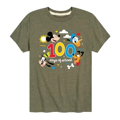 Детская футболка Disney «100 дней школы», зеленая