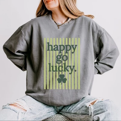 Happy Go Lucky Stripes - Женская легкая одежда, окрашенная в серый цвет толстовки