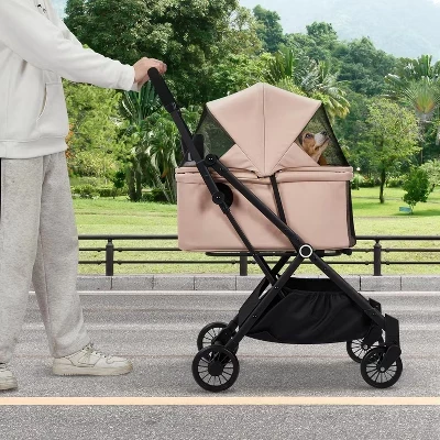 Коляска для животных WARMTOBABY 4-колесная до 23 кг, хаки