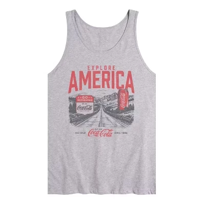 Мужская майка Explore America Coca-Cola с графическим рисунком athletic heather