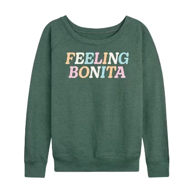 Женская рубашка Feeling Bonita из легкого французского махрового полотна с широким вырезом и длинными рукавами и графическим рисунком heather juniper