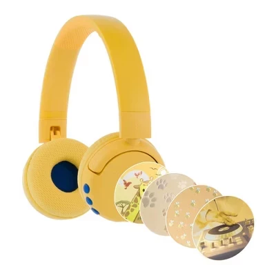 Детские складные наушники buddyphones pop fun беспроводные с микрофоном, желтые