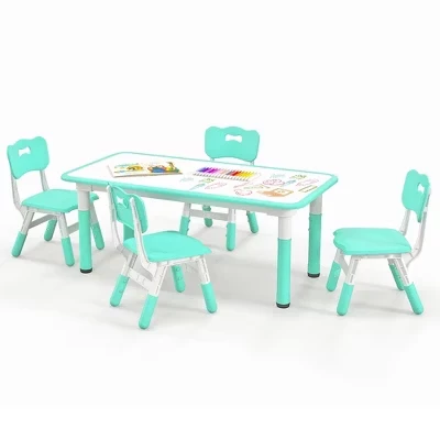 Детский комплект стола и 4 стульев Costway, зеленый