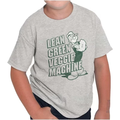 Футболки с круглым вырезом Popeye Lean Green Veggie Machine для мальчиков и девочек с лицензией