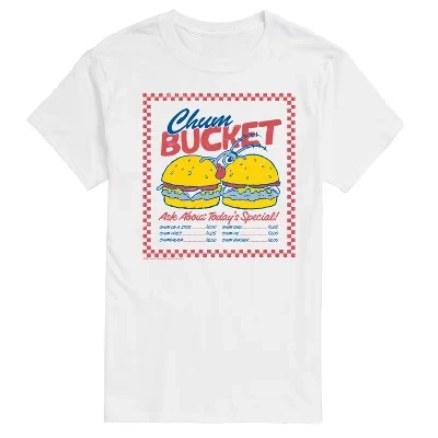 Мужская футболка с коротким рукавом и рисунком Губки Боба Квадратные штаны - Планктон Чум Бакет, белая