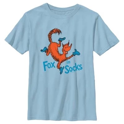 Футболка для мальчиков Dr. Seuss «Лис в носках», голубая