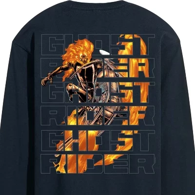 Men's -  - Ghost Rider Type Long Sleeve Graphic T-Shirt blue