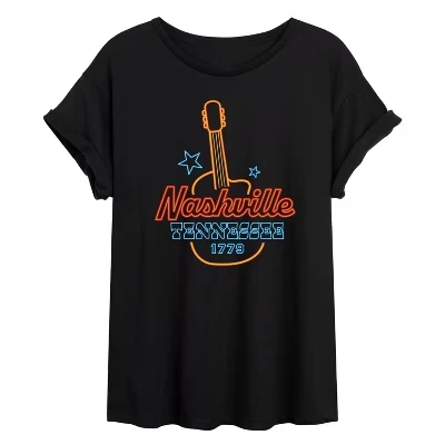 Женская футболка Instant Message с принтом Nashville, черная