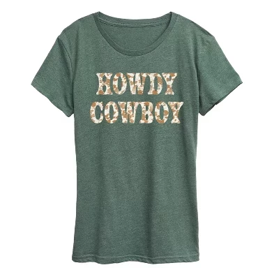 Женская футболка Howdy Cowboy с коротким рукавом и графическим рисунком heather juniper