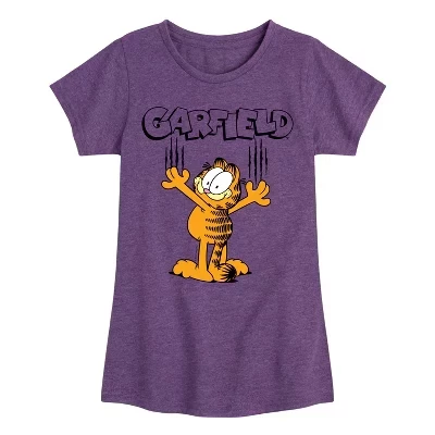 Футболка для девочек Garfield «Царапины», фиолетовая