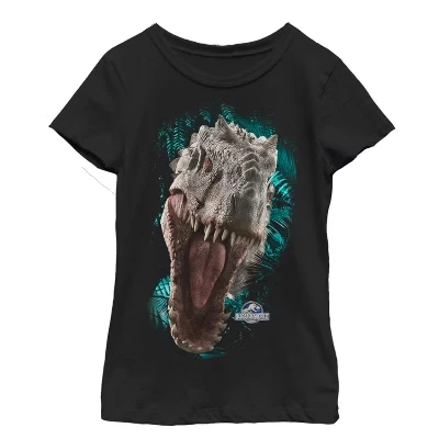 Футболка для девочек Jurassic World Monster, черная