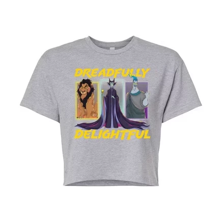 Women's -  - Dreadlfully Delightful Scar Maleficent Hades Cropped Graphic T-Shirt heather grey
