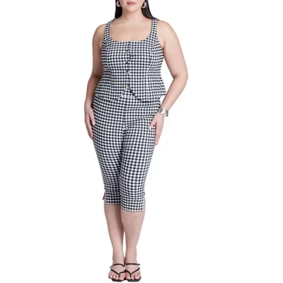 Женские легинсы Eloquii Gingham Capri, черные