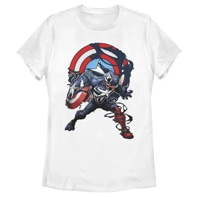 Женская футболка Marvel Капитан Америка и Веном, белая