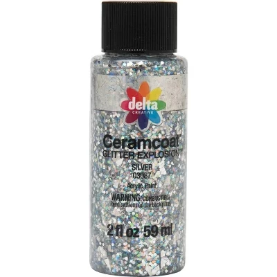Акриловая краска Ceramcoat Glitter Explosion серебристого цвета (2 унции)