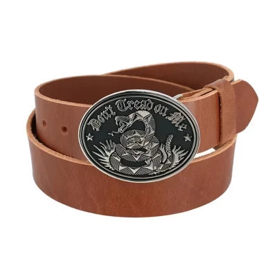Мужской пояс CTM Bridle, 2 пряжки, серебристый