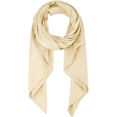 Women's Solid Square Large Elegant Satin Neckerchief Bandanas for Travel Office 1 Pc 43.3'' beige