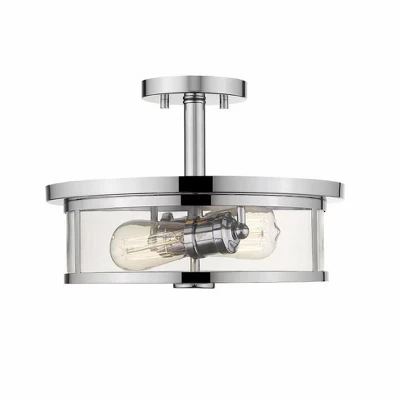 Savannah 2-Light для скрытого монтажа - Современный стальной светильник середины века, с регулируемой яркостью, серебристый мощностью 100 Вт