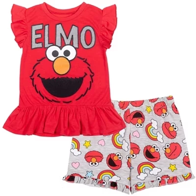 Комплект Elmo для девочек, футболка и шорты, красный