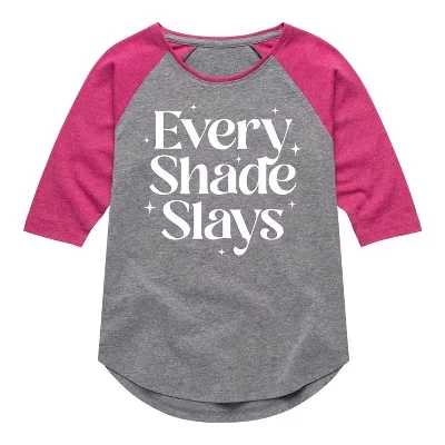 Футболка с графическим принтом Реглан с длинным рукавом Every Shade Slays, цвет вереск/фуксия