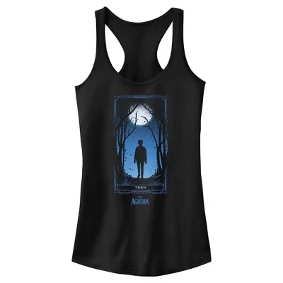 Junior's : Agatha All Along Подростковая майка с надписью Card Racerback черного цвета
