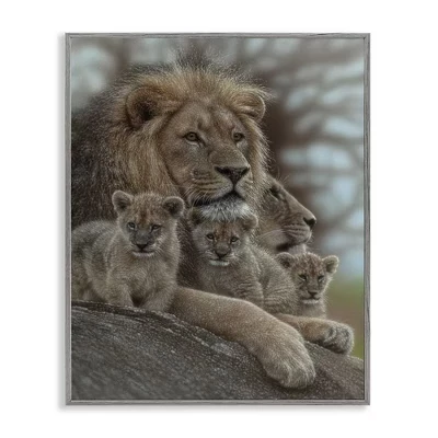 Королевские львята-детеныши Семейства диких Сафари-животных в рамке Giclee Art