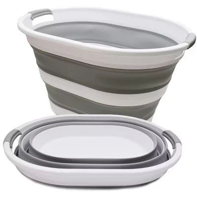 Складная корзина для белья SAMMART 34 л, серая