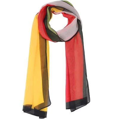 Women's Color Block Vintage Gradient Geometry Silky Neckerchief Wrap for Casual 1 Pc srtipe-2