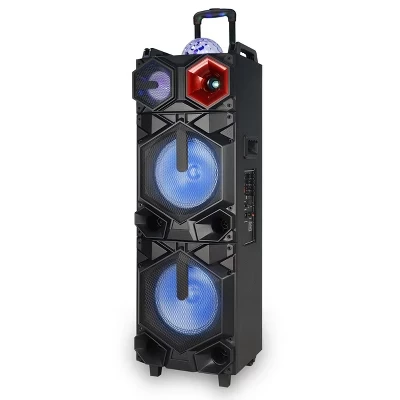 GALAXY-210, Двойной 10-дюймовый динамик Bluetooth с дискотечными огнями и лампочкой DJ для дома / улицы, черный