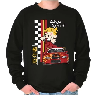 Мужская или женская толстовка с надписью Dennis The Menace Kanji Tokyo Speed черного цвета с лицензией