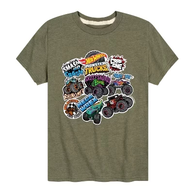 Наклейки Monster Truck с коротким рукавом и графическим рисунком на футболке heather military green