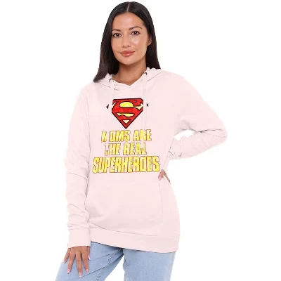 Женское худи Superman «Мамы — настоящие супергерои», нежно-розовое