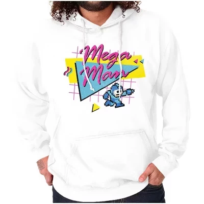 Ретро-8-битная видеоигра Mega Man Hoodie Толстовка с капюшоном Женская мужская лицензионная белая